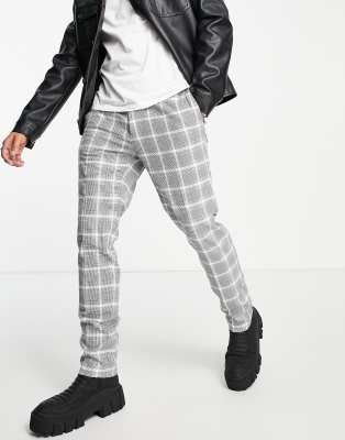 Topman skinny check trousers in black and white - ASOS Price Checker