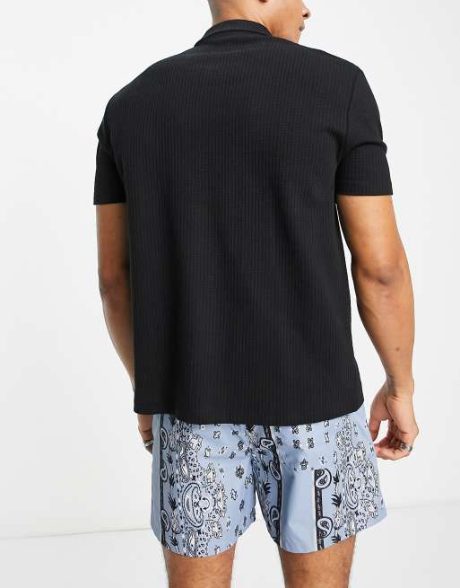 Topman - Pantaloncini blu con stampa stile bandana, 2 di 4