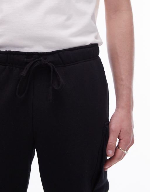 Topman - Pantaloncini cargo in jersey neri, 4 di 5
