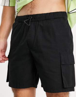 Topman skinny ripstop cargo shorts in black - ASOS Price Checker