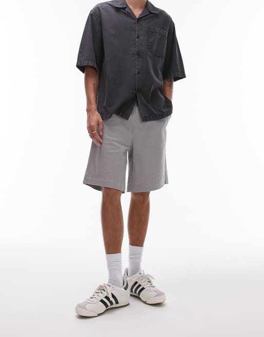 Topman - Pantaloncini chino comodi grigi con fascia in vita elasticizzata