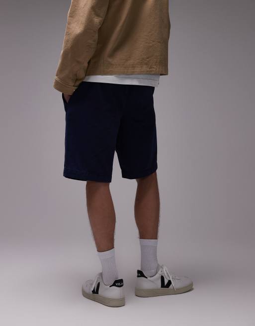 Topman - Pantaloncini chino in cotone slavato color blu navy, 2 di 5