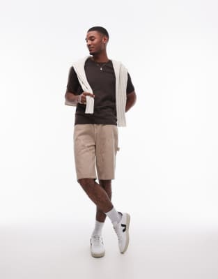 Topman - Pantaloncini color pietra slavato - view 1