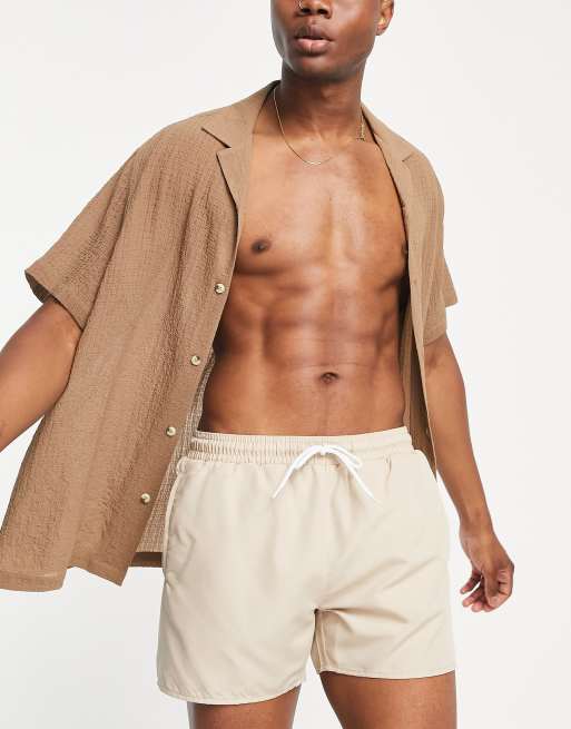 Topman - Pantaloncini da bagno classici color pietra