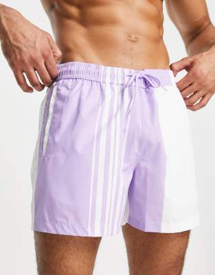 Pantaloncini da bagno lilla a righe astratte-Viola - Topman Costume donna 