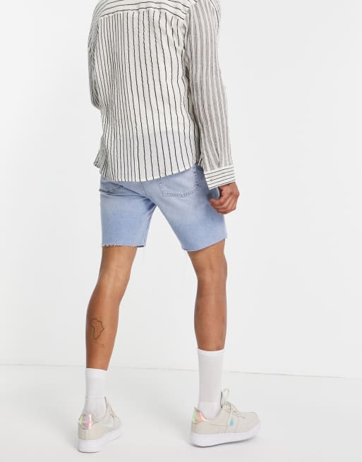Topman - Pantaloncini di jeans slim lavaggio chiaro, 2 di 4