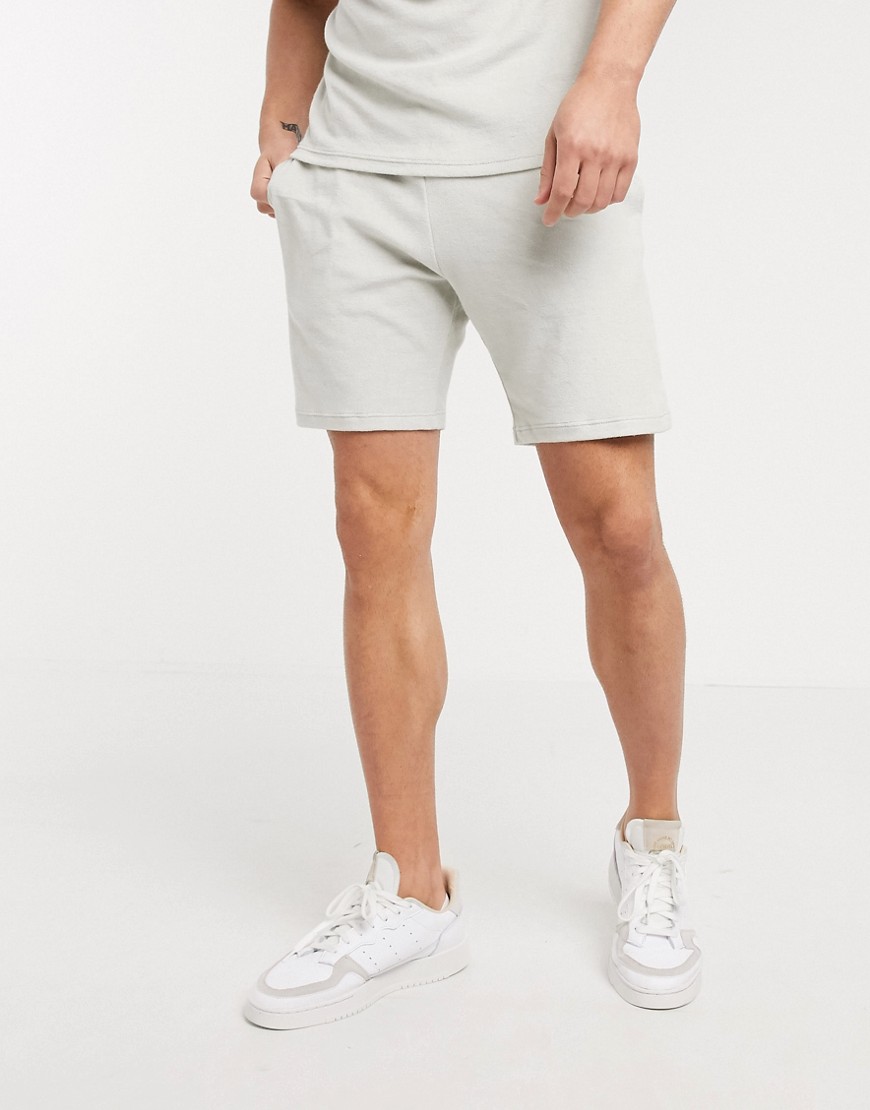 Topman - Pantaloncini in spugna bianco sporco in coordinato