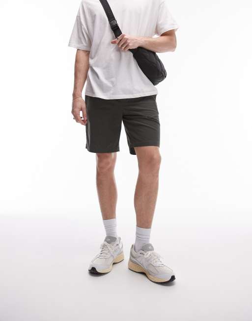 Topman - Pantaloncini kaki con vita elasticizzata