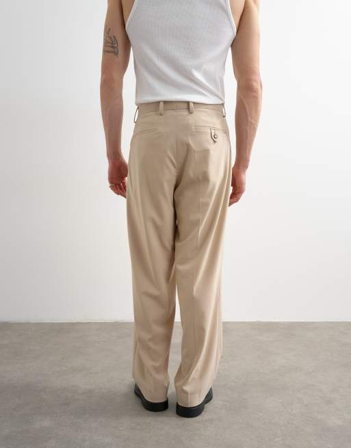 Topman - Pantalones color piedra de pernera ancha con pinzas, 5 de 5