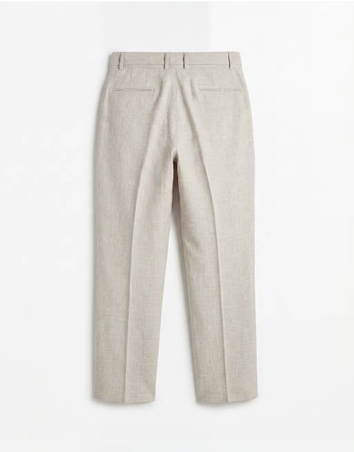 Topman - Pantalones color piedra de pernera ancha de tejido texturizado, 7 de 9