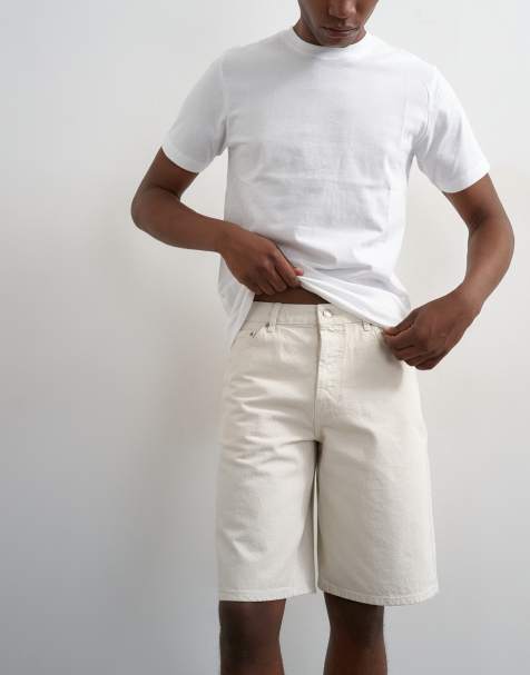 Topman - Pantalones cortos vaqueros color hueso rígidos - view 1