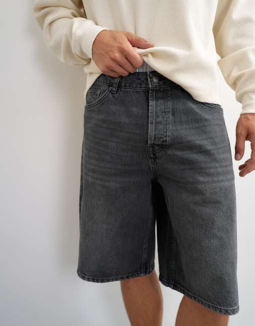 Topman - Pantalones cortos vaqueros negro lavado rígidos, 3 de 5