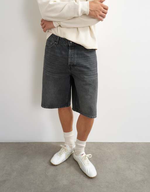 Topman - Pantalones cortos vaqueros negro lavado rígidos, 5 de 5