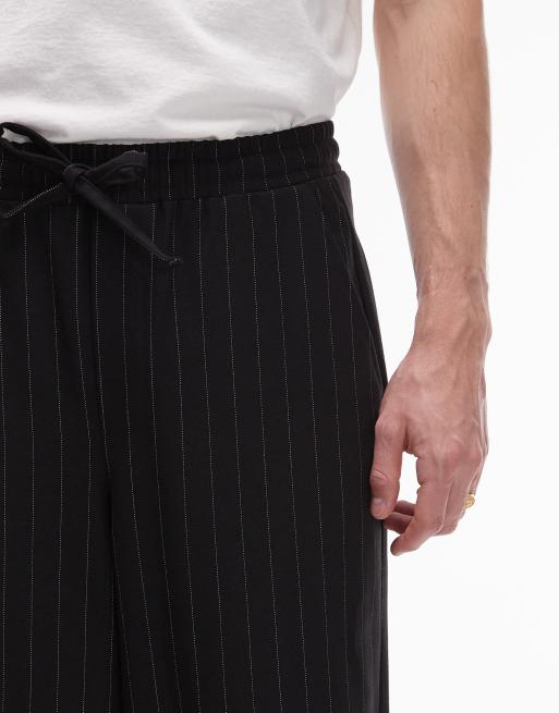Topman - Pantaloni a fondo ampio neri con motivo gessato, 3 di 5