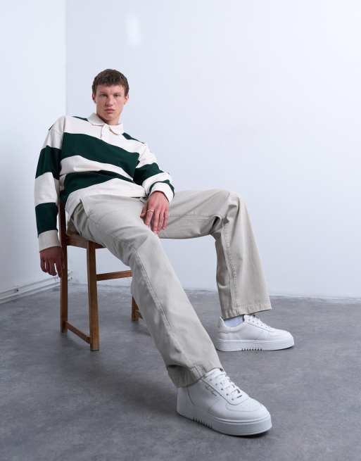 Topman - Pantaloni ampi a vita alta in twill color pietra, 3 di 5