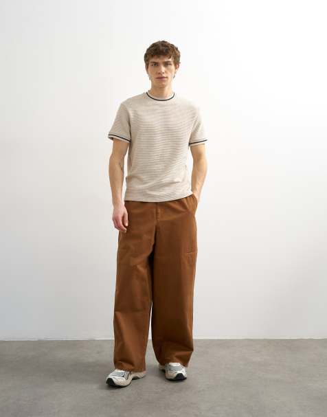 Topman - Pantaloni ampi marroni con tasche laterali - view 1