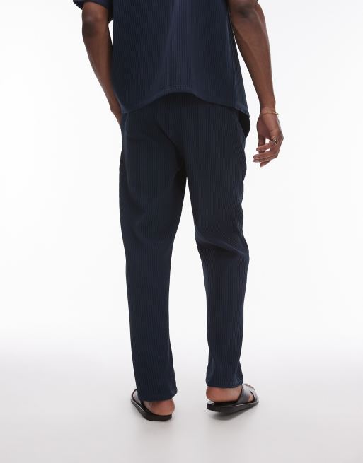 Topman - Pantaloni blu navy plissé in coordinato, 3 di 5