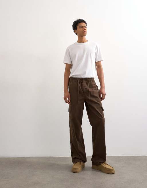 Topman - Pantaloni cargo ampi marroni, 3 di 5
