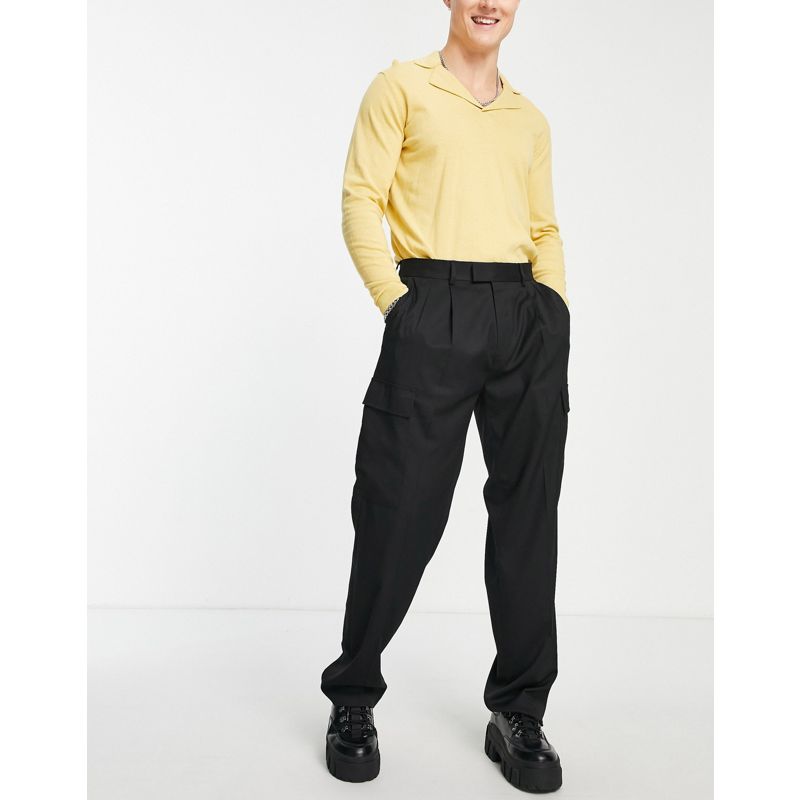 Pantaloni e chino Uomo Topman - Pantaloni cargo eleganti a fondo ampio neri