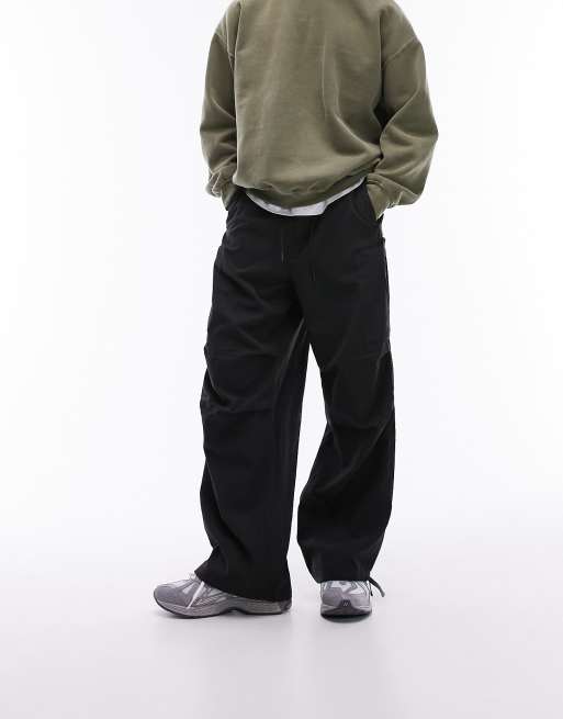 Topman - Pantaloni cargo neri a fondo ampio, 3 di 5