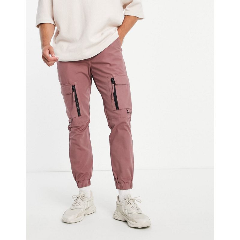 Pantaloni cargo 06LyG Topman - Pantaloni cargo skinny rosa con zip