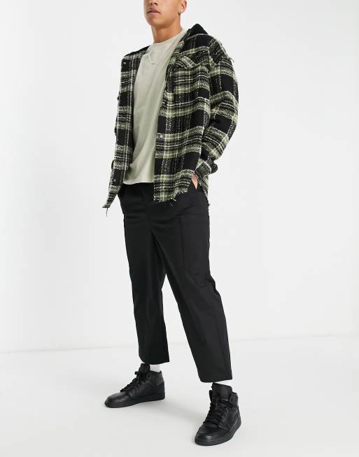 Topman - Pantaloni cargo taglio corto a fondo ampio neri