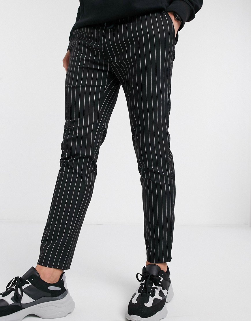Topman - Pantaloni color nero e bianco rigato