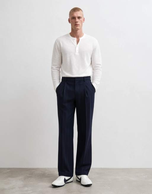 Topman - Pantaloni comodi blu navy gessato, 6 di 10