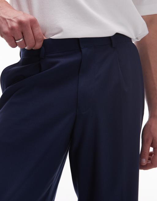 Topman wide leg suit pants in blue