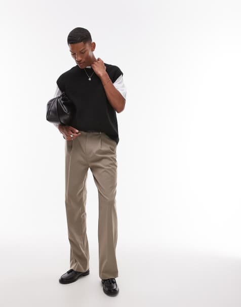 Topman - Pantaloni da abito comodi color pietra a vita alta - view 1