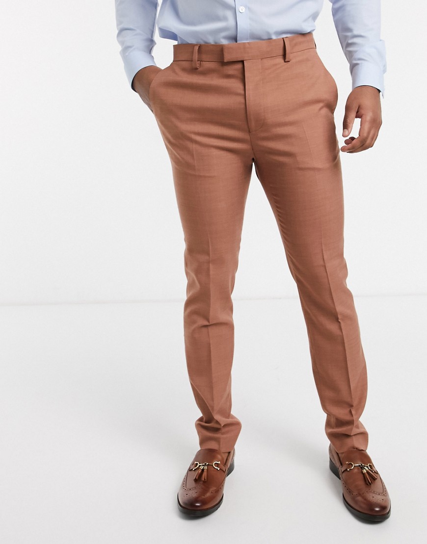 Topman - Pantaloni da abito skinny cammello-Marrone