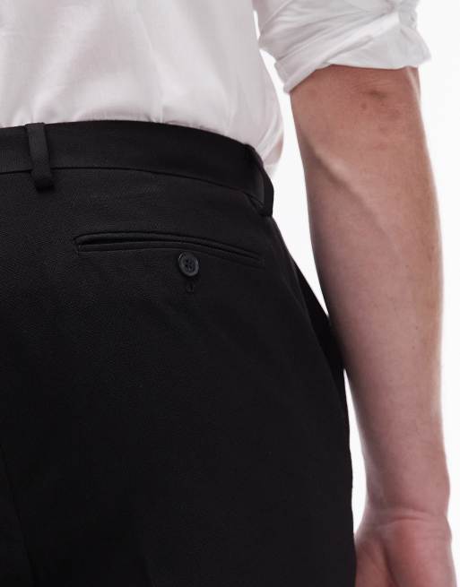 Topman - Pantaloni da abito slim elasticizzati testurizzati neri, 3 di 5