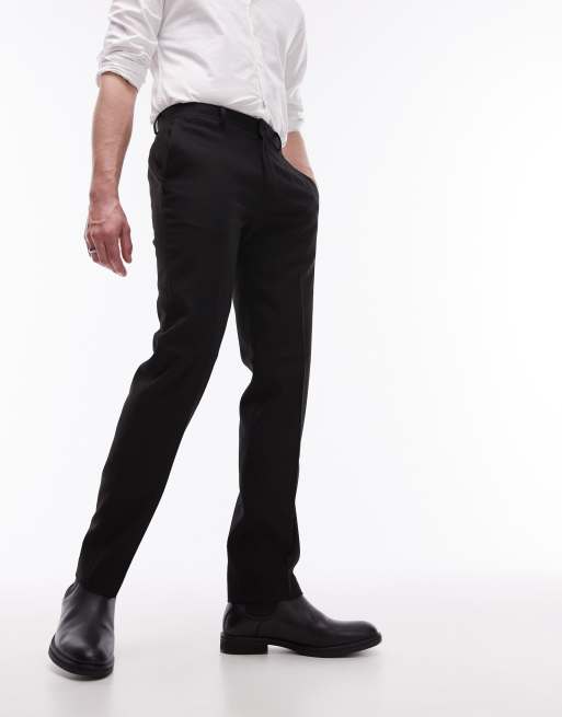 Topman - Pantaloni da abito slim elasticizzati testurizzati neri, 4 di 5