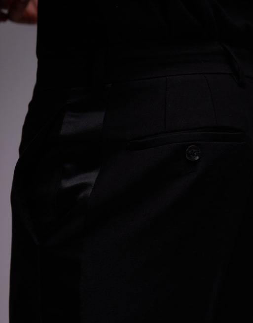 Topman - Pantaloni da abito slim stile smoking neri, 3 di 5