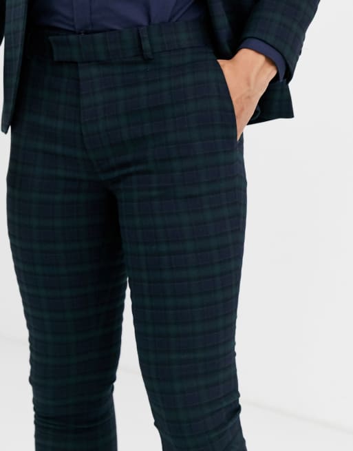Topman - Pantaloni da abito super skinny blu navy a quadri, 3 di 4