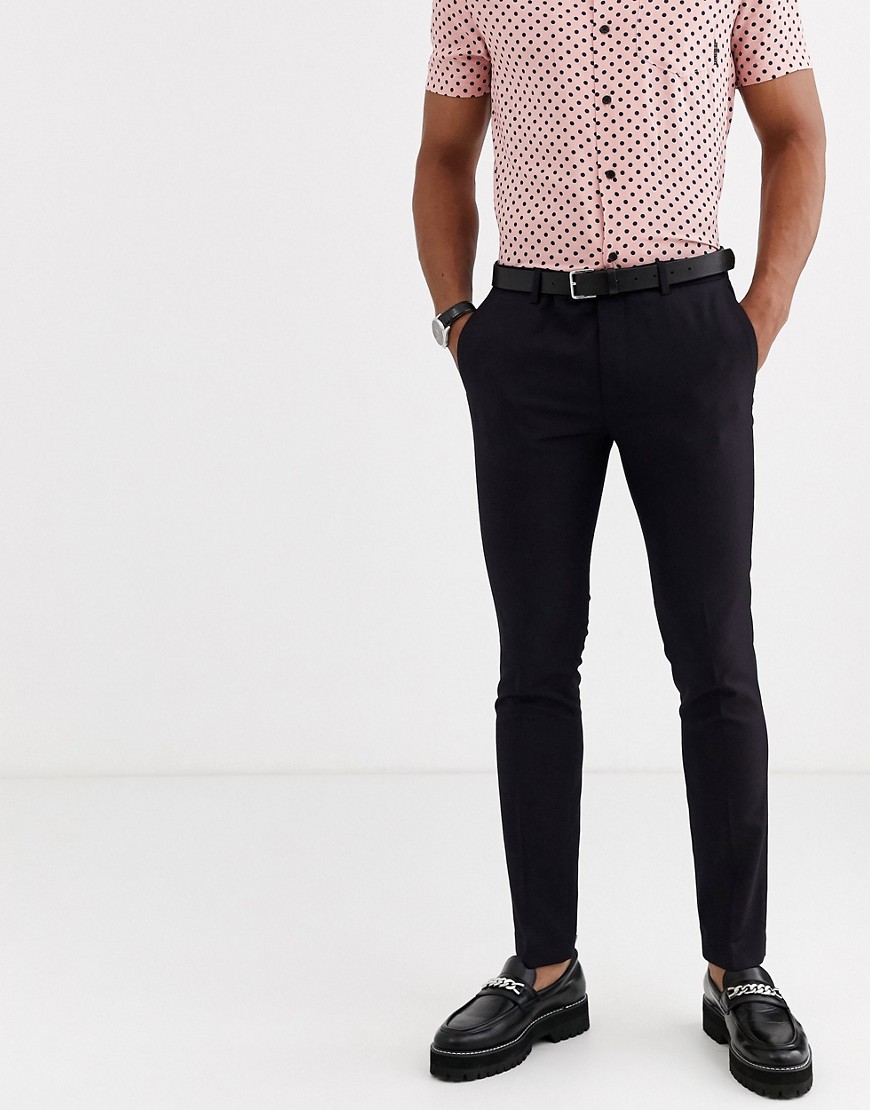 Topman - Pantaloni da abito super skinny neri e bordeaux scuro-Rosso