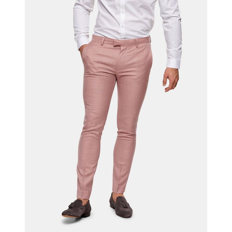 Pantaloni da abito XIkxc Topman - Pantaloni da abito super skinny rosa