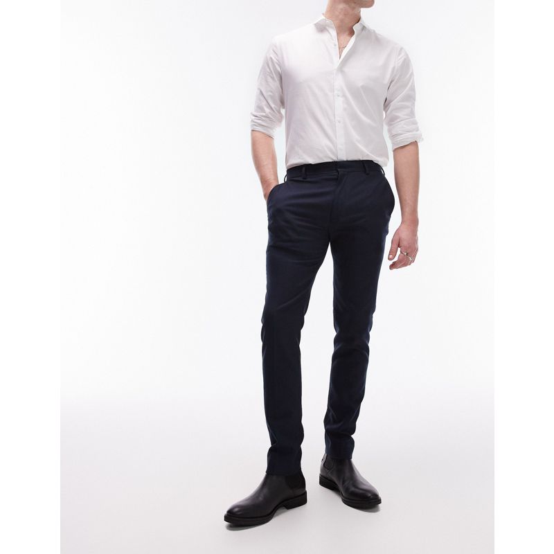 Topman - Pantaloni da abito super skinny testurizzati blu navy 