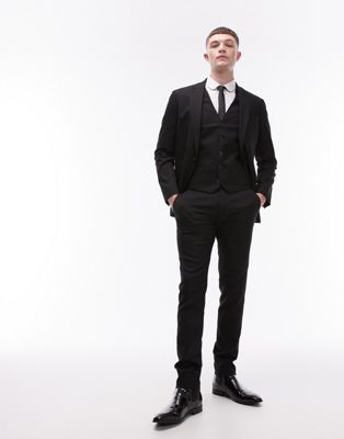 Topman super skinny textured suit trousers in black - ASOS Price Checker
