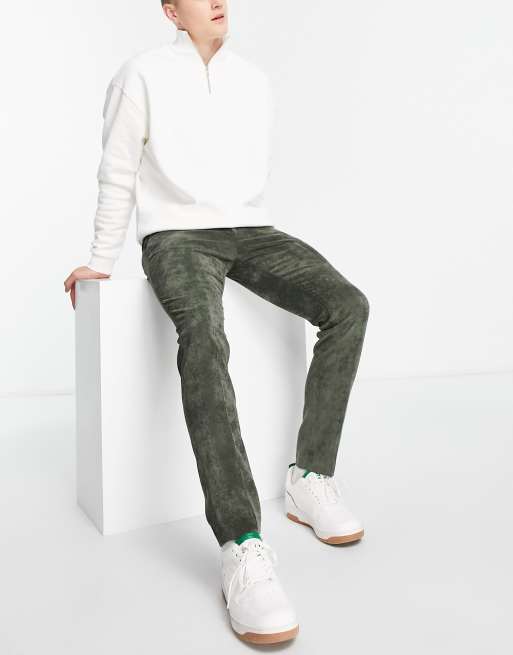Topman - Pantaloni da abito verdi in velluto a coste