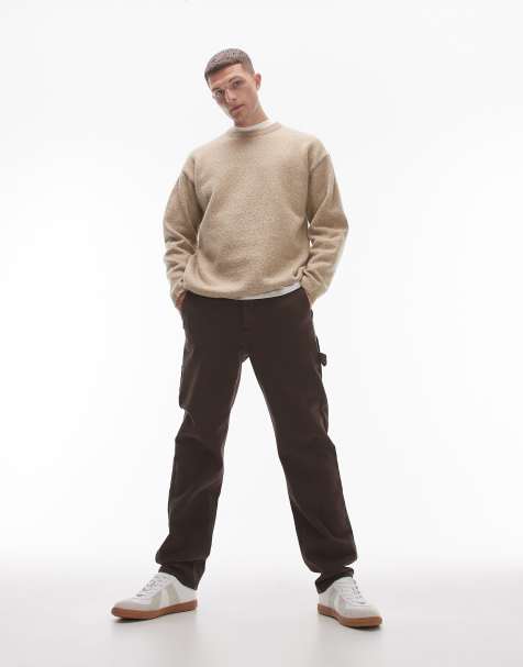Topman - Pantaloni dritti in twill marroni - view 1
