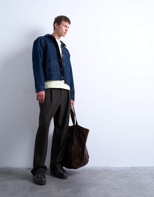 Topman - Pantaloni eleganti a fondo ampio color cioccolato a quadri, 2 di 5