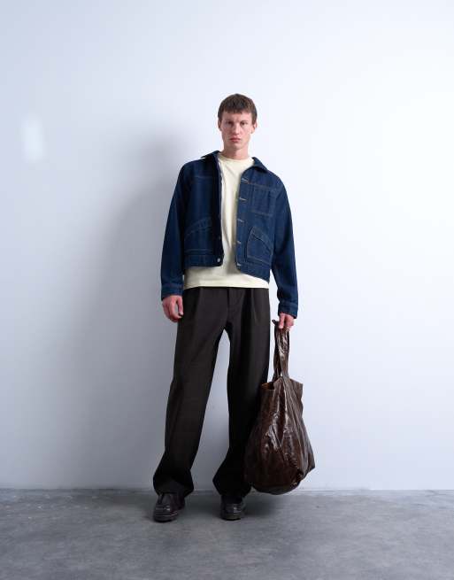 Topman - Pantaloni eleganti a fondo ampio color cioccolato a quadri, 5 di 5