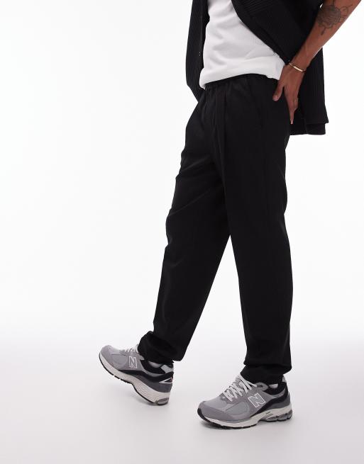 Topman - Pantaloni eleganti affusolati neri con fascia in vita elasticizzata