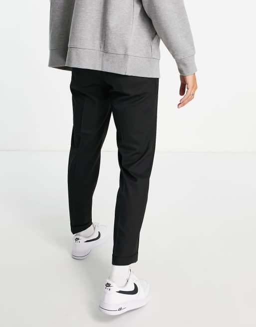 Topman - Pantaloni eleganti affusolati neri con risvolti, 2 di 4