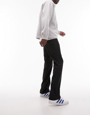 Topman smart straight flare trousers in black - ASOS Price Checker