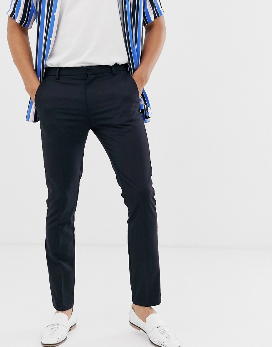 Topman - Pantaloni eleganti skinny blu navy