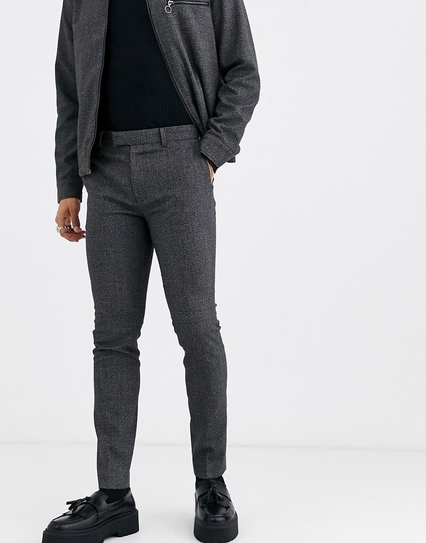 Topman - Pantaloni eleganti skinny grigio scuro in coordinato-Nero
