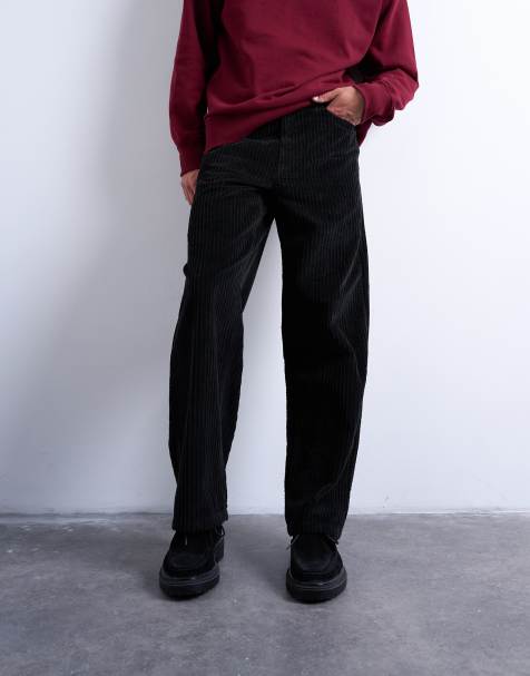 Topman - Pantaloni neri larghi in velluto a coste - view 1