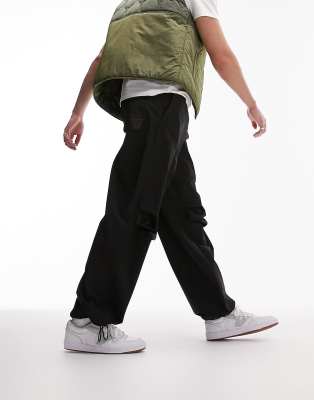 Topman parachute trousers in black - ASOS Price Checker